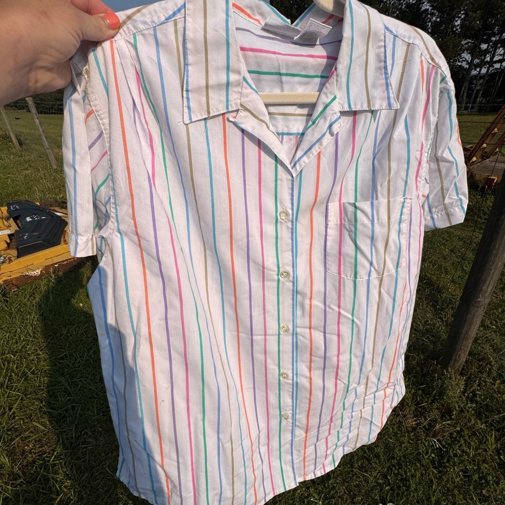 Vintage Multicolor Striped Women's Button down BlouseShirt